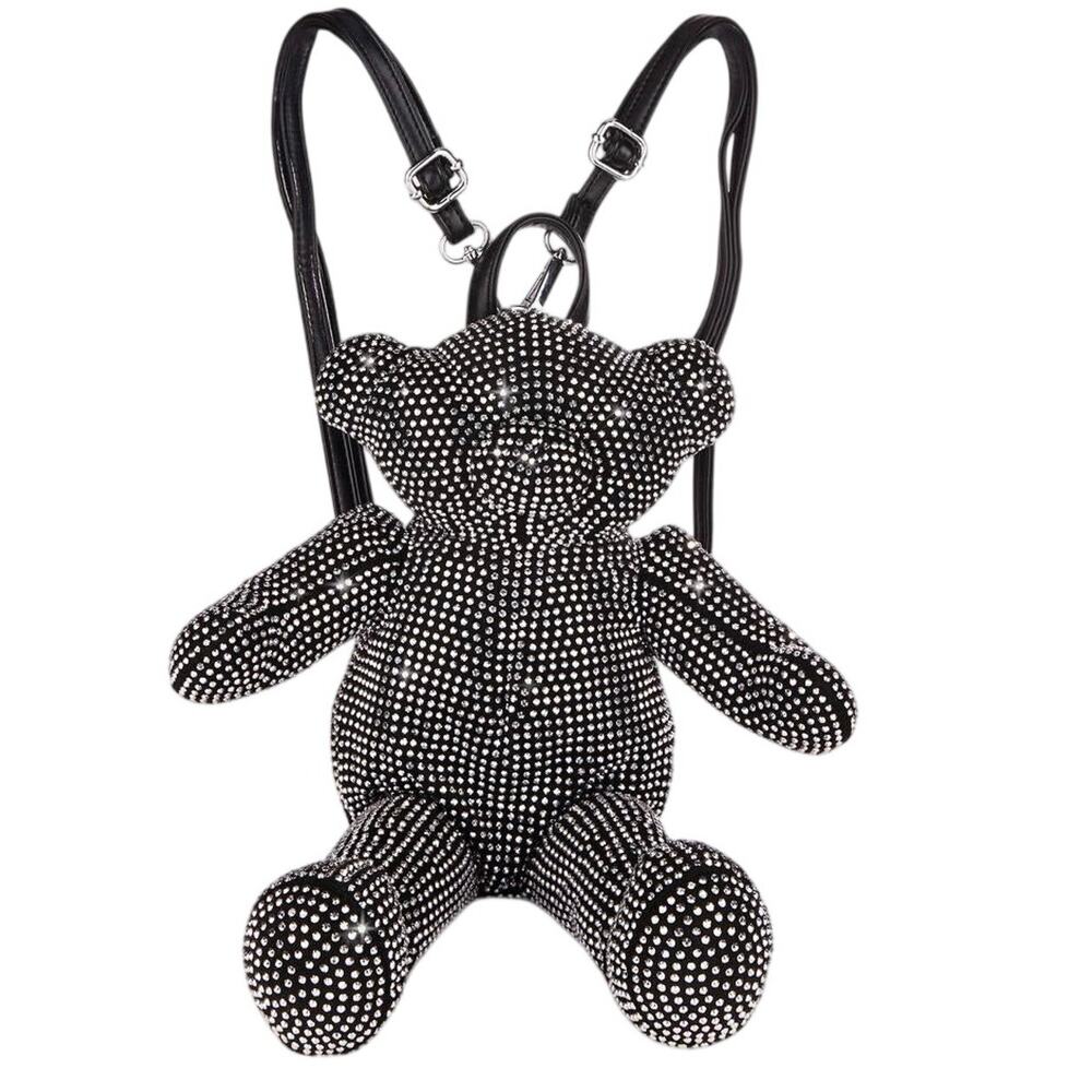 Dolls kill DISCO TORMENTED TEDDY BACKPACK current mood rhinestone black bear bag
